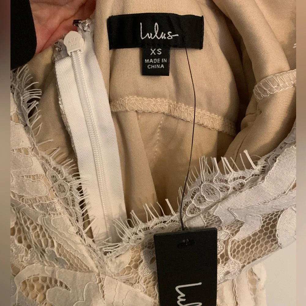 NWT Lulus Enamored With You White Lace Wide-Leg Jumpsuit, Womens Size XS